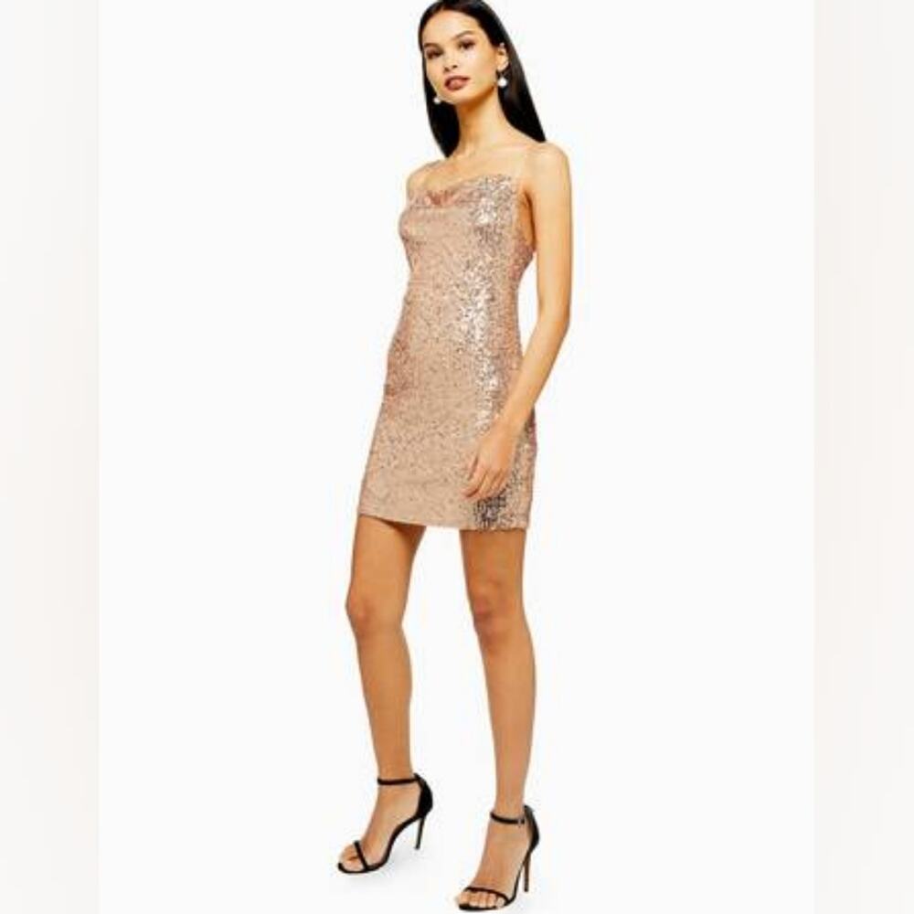 Topshop gold sequin bodycon dress size 12 - Picture 1 of 5